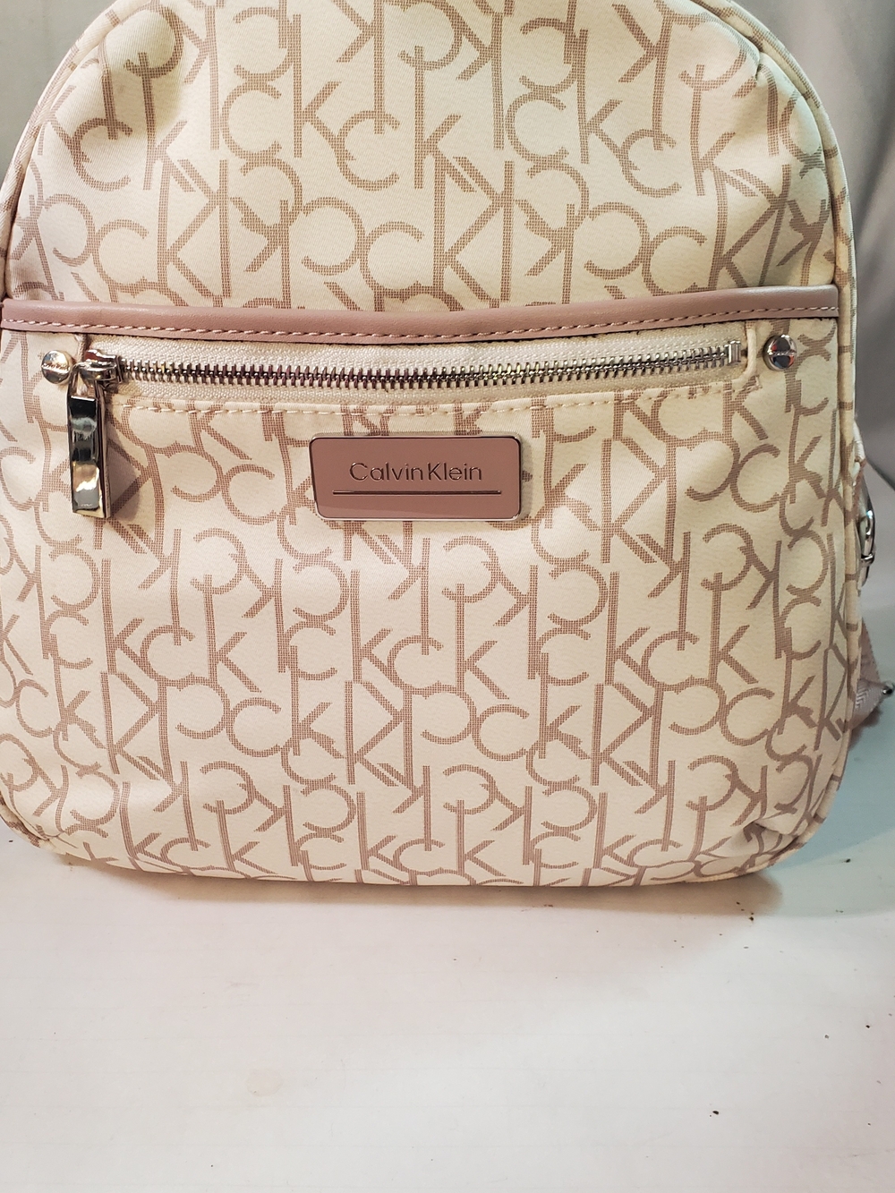Calvin Klein Cream and Tan Logo-Print Mini Backpack - Read